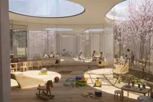École maternelle, salle d'activités — rendu intérieur