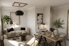 Séjour dans une palette beige — rendu intérieur
