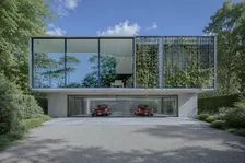 Villa Saint-Rémy, façade vitrée sur jardin — rendu extérieur