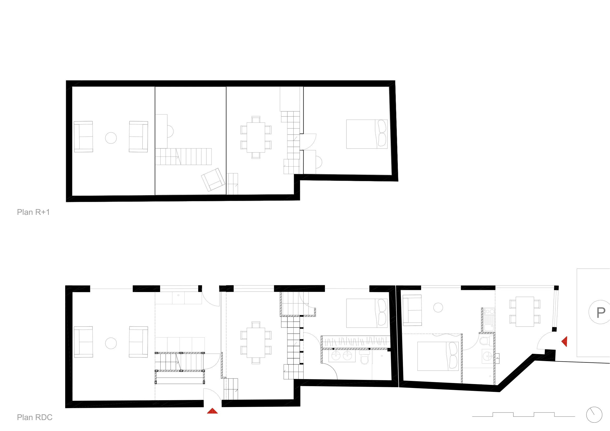 Plans du rez-de-chaussée et de l'étage — Panilleuse, France